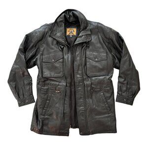 VTG PHASE 2 Genuine Leather Quilted Field Jacket in Black MEN'S S